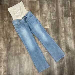 Blanqi Denim Light Stonewash Maternity Belly Support Flare Jeans